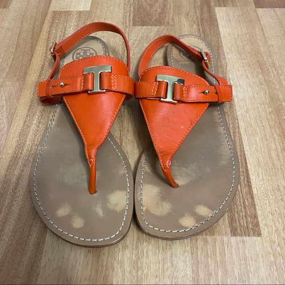 Tory Burch Orange Leather Sandals - Picture 2 of 16